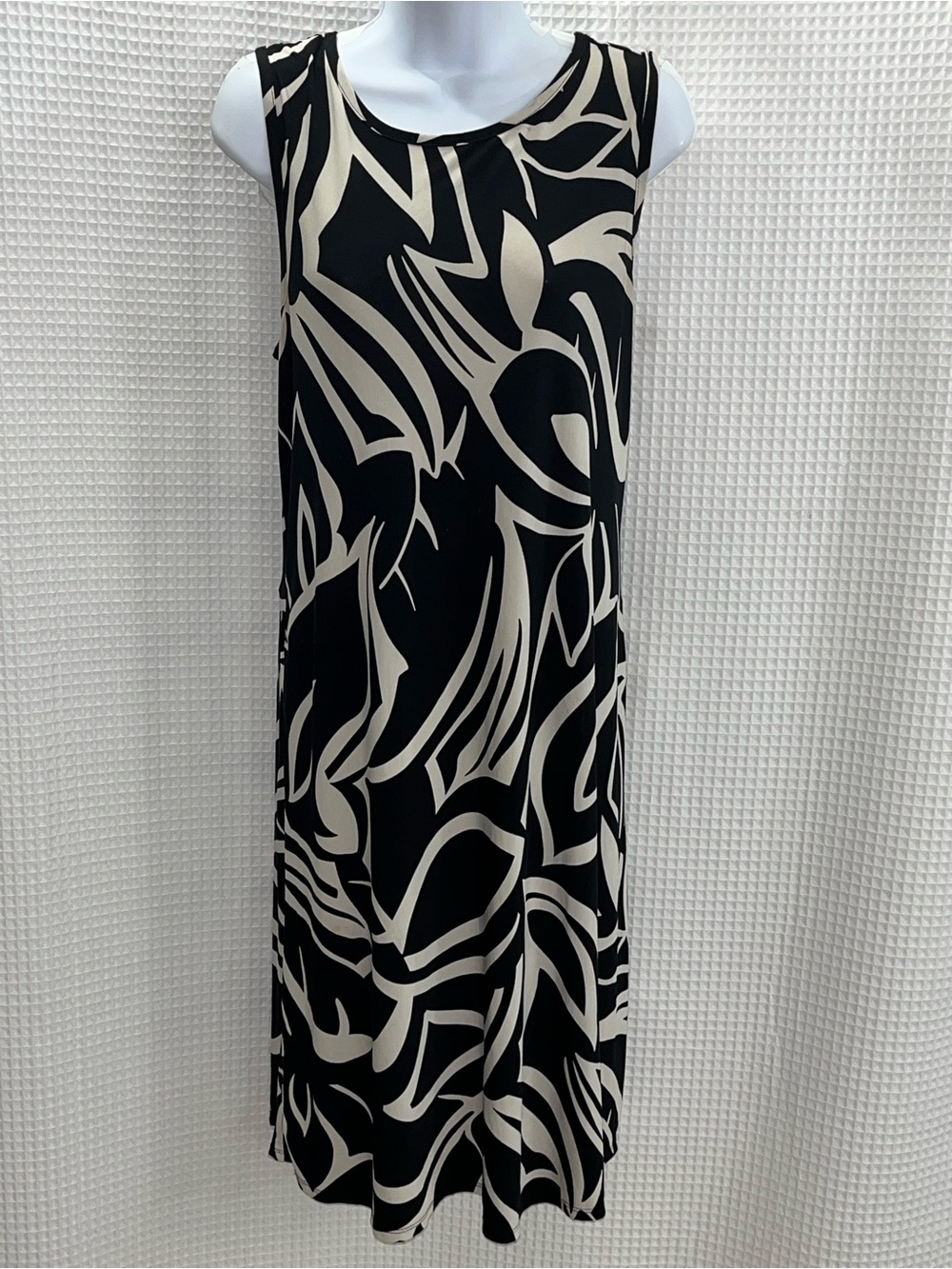 Lily Black and Cream Abstract Sleeveless midi dress size XL